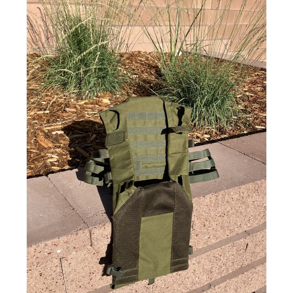 Olive Drab Molle Tactical Plate Carrier Vest W/Foam Dummy Plates Airsoft